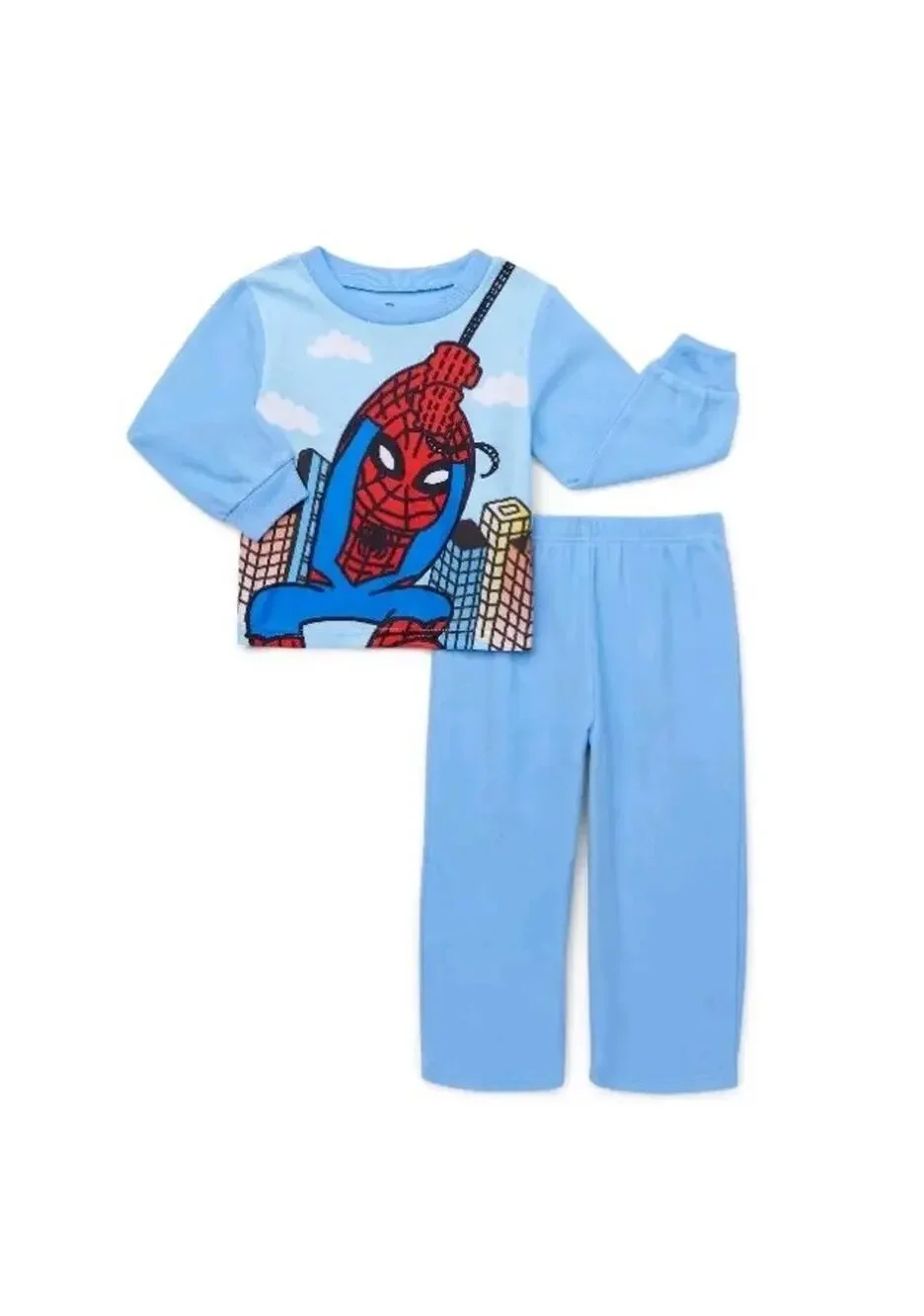 SPIDER MAN Pajama Size 12M Flame Resistant 2 Pc Fleece Pjs Long Sleeve/ Pants.
